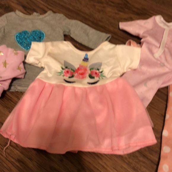 Large doll clothes bundle: nightgown, dress, tunic, cardigan, PJs, dress, tights - Picture 11 of 17
